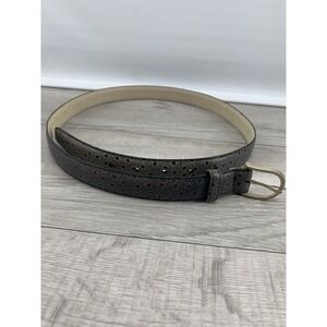 Portfolio Perry Ellis belt men's 36 gray Black ostrich look full grain cowhide